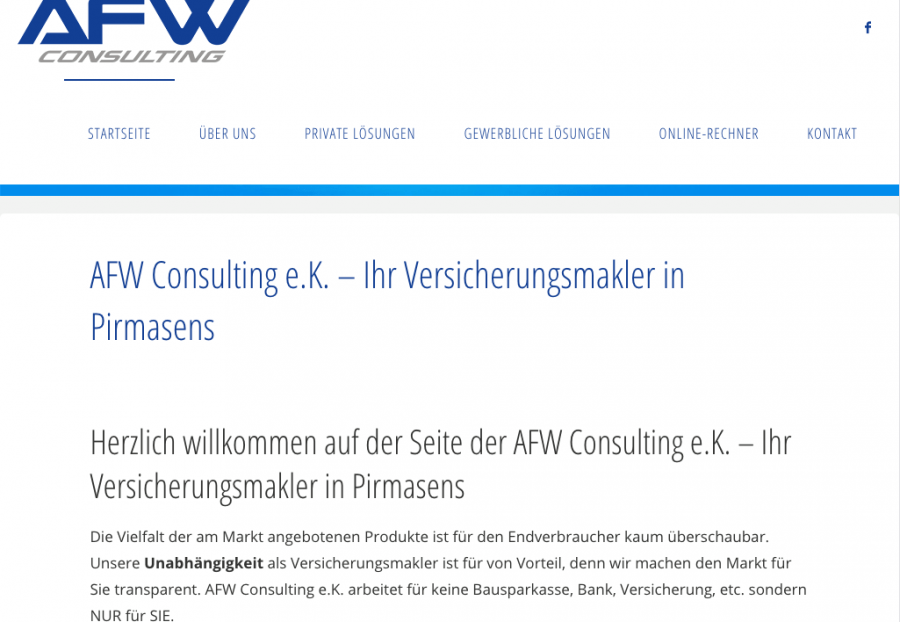 Website AFW Consulting Tablet-Ansicht